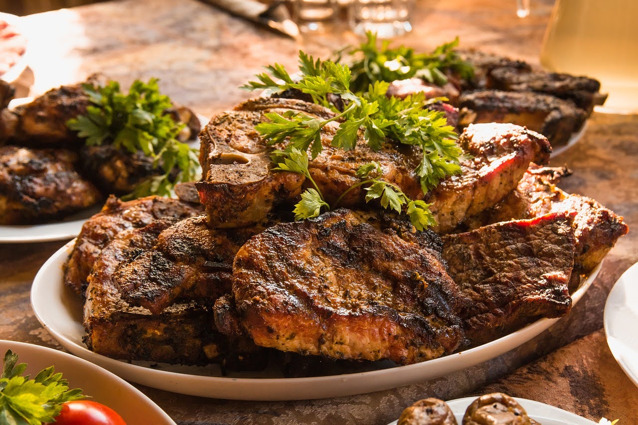 A plate of grilled meat, showcasing iron-rich foods for menopause and weight management.